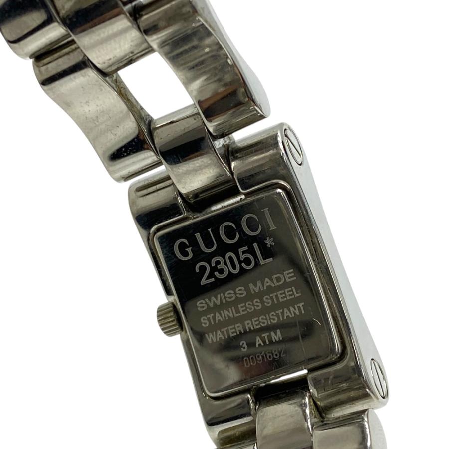 稼働品 グッチ 2305L 腕時計　時計 クオーツ ウォーターレジスタント 3ATM スクエア ステンレススチール ST ブラック×シルバー GUCCI | GUCCI | 06