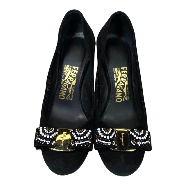 Salvatore Ferragamo フェラガモ パンプス ヒール 靴 装飾 スエード