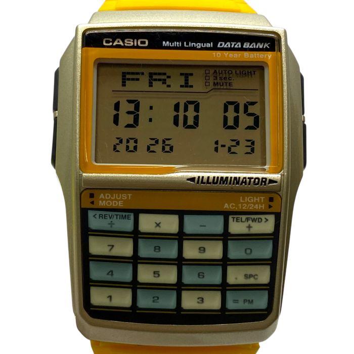 稼働品 カシオ データバンク 腕時計 時計 クォーツ デジタル 電卓 ラバー イエロー DBC-32　CASIO | CASIO