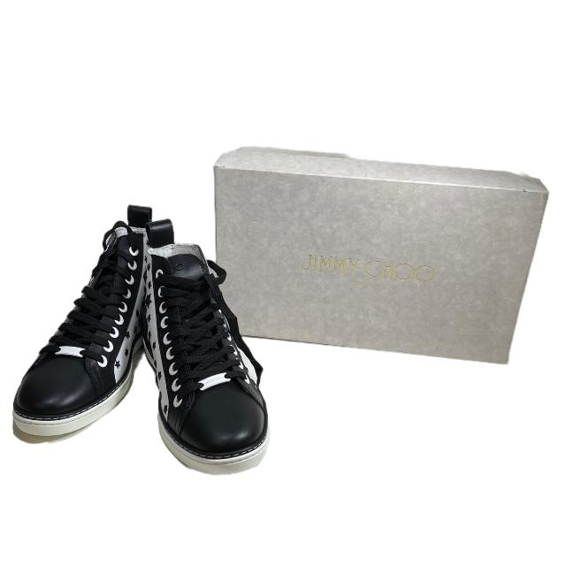 未使用訳有り】ジミーチュウ スニーカー ハイカット スター レザー 