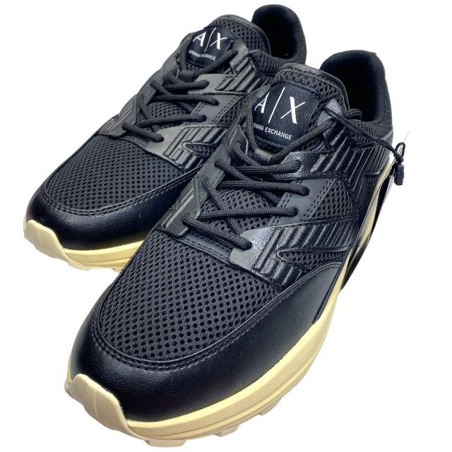【新品】ARMANI EXCHANGE アルマーニ エクスチェンジ スニーカー 靴 シューズ メッシュ レザー ブラック (サイズ UK 7