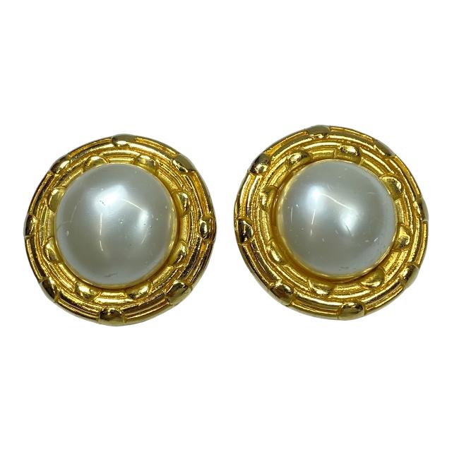 CHANEL シャネル ヴィンテージ イヤリング フェイクパール ゴールド