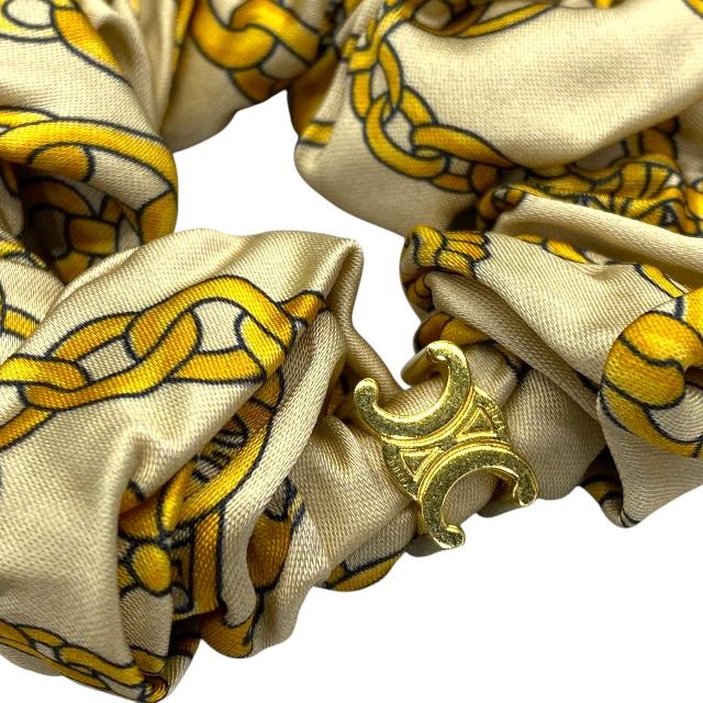 CELINE セリーヌ ヘアアクセサリー ヘアゴム シュシュ アクセサリー 小物 トリオンフ 総柄 ビスコース ベージュ ゴールド | CELINE | 02