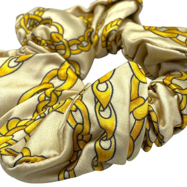 CELINE セリーヌ ヘアアクセサリー ヘアゴム シュシュ アクセサリー 小物 トリオンフ 総柄 ビスコース ベージュ ゴールド | CELINE | 03