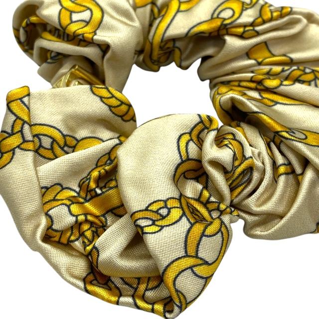 CELINE セリーヌ ヘアアクセサリー ヘアゴム シュシュ アクセサリー 小物 トリオンフ 総柄 ビスコース ベージュ ゴールド | CELINE | 04