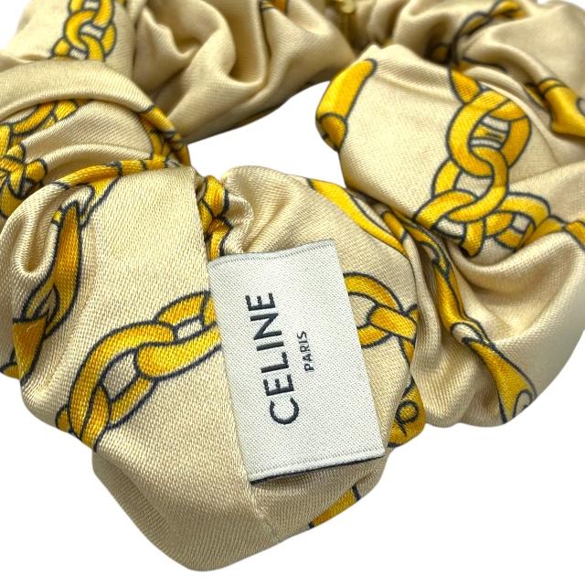 CELINE セリーヌ ヘアアクセサリー ヘアゴム シュシュ アクセサリー 小物 トリオンフ 総柄 ビスコース ベージュ ゴールド | CELINE | 06