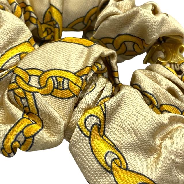 CELINE セリーヌ ヘアアクセサリー ヘアゴム シュシュ アクセサリー 小物 トリオンフ 総柄 ビスコース ベージュ ゴールド | CELINE | 07