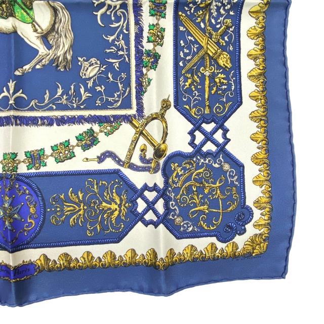 HERMES エルメス ハンカチ スカーフ シルク カレ40 ビンテージ 白い馬