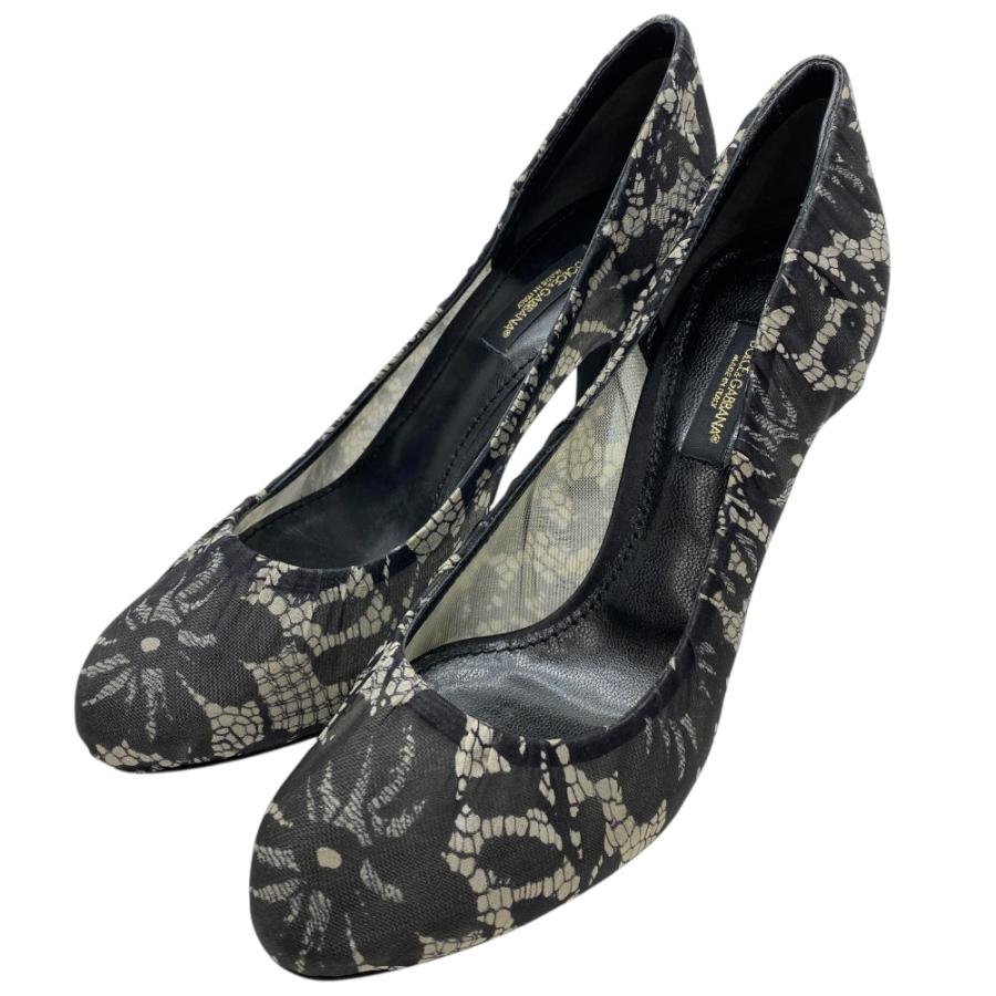 美品 ドルチェ&ガッバーナ ドルガバ メッシュ 編み込み レザーパンプス DOLCE&GABBANA（ドルチェ & ガッバーナ） ヒール パンプス シューズ