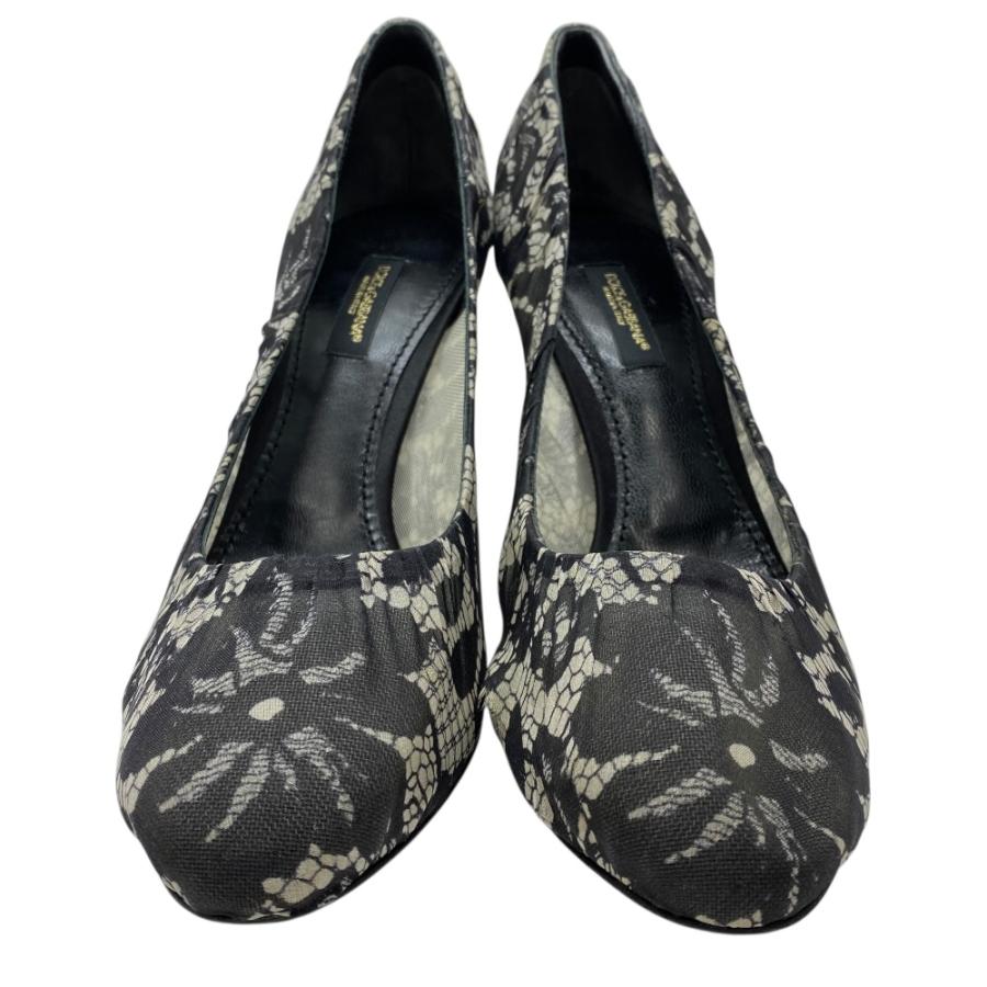 ドルチェ&ガッバーナ ヒール パンプス シューズ メッシュ ブラック ホワイト ドルガバ DOLCE&GABBANA サイズ37(約24cm)]_1