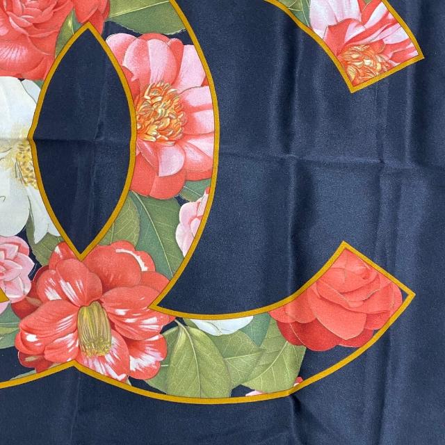 CHANEL シャネル 大判 シフォンスカーフ ストール シルク 100％ ココ 