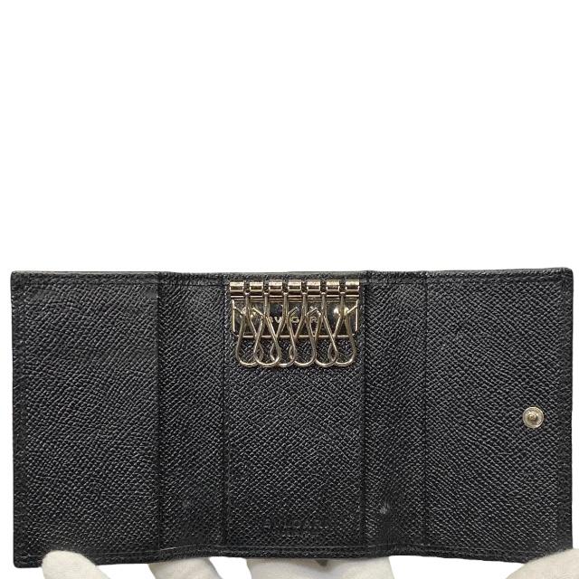 BVLGARI（ブルガリ） 6連 キーケース コンパクト ロゴ レザー ブラック