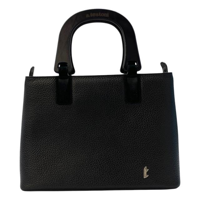 未使用に近い　a.testoni　ア・テストーニ 2WAYショルダー ハンドバッグ ブラック系×ゴールド  極美品 a. testoni（ア・テストーニ） 美品/ ア テストーニ レザー 2WAY