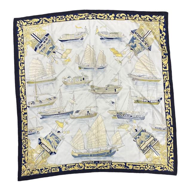 HERMエルメス カレ90 JUNQUES ET SAMPANS ジャンクとサンパン 船