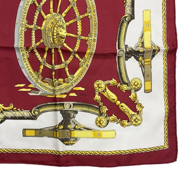 HERMES エルメス カレ90 スカーフ 大砲の車輪 シルク100% 