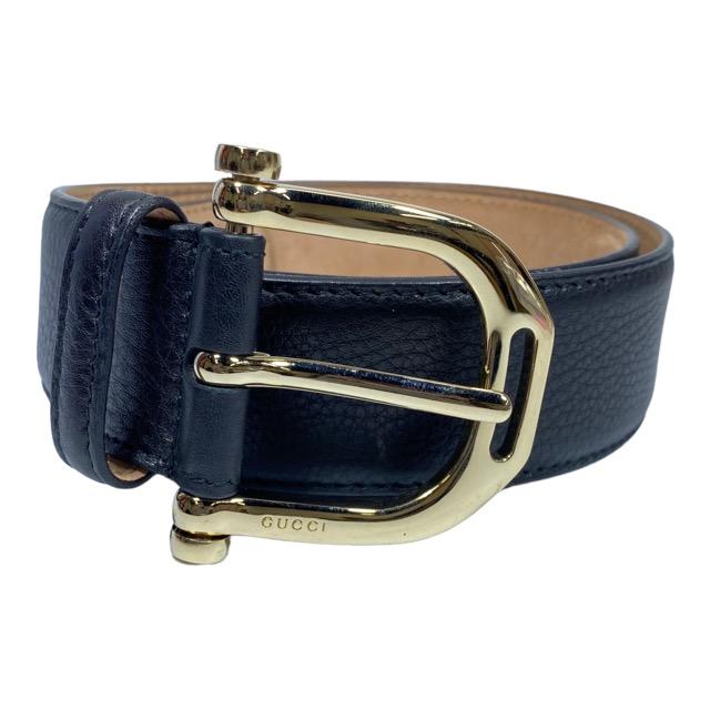 グッチ　ベルト　245885　レザー　ブラック　ゴールド　[サイズ　80・32]　　オンラインストア限定