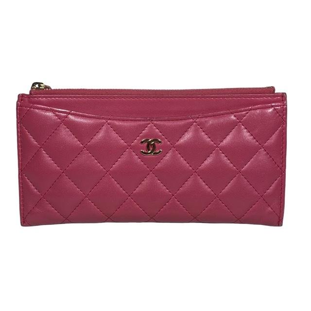 Chanel シャネル 長財布 マトラッセ ラムスキン ココマーク ピンク ポーチ 札入れ カードケース 0228 A1292a Sense Yahoo ショッピング店 通販 Yahoo ショッピング