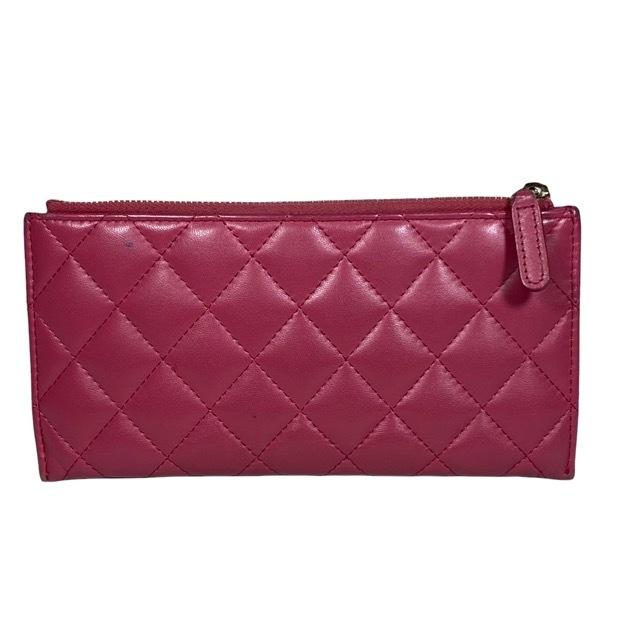 CHANEL シャネル 長財布 マトラッセ ラムスキン ココマーク ピンク