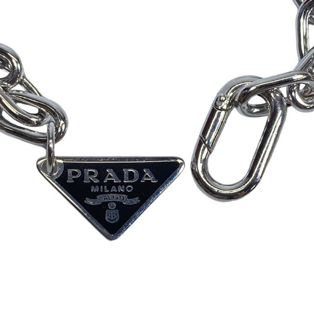 PRADA プラダ 2JB357 ブレスレット バングル アクセサリー ロゴ 三角 プレート チェーン sv 925 シルバー ブラック メンズ [サイズ L]｜econext｜03