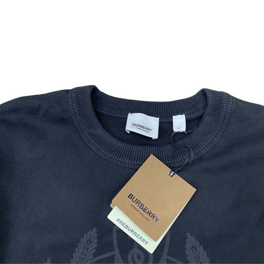 未使用 バーバリー プルオーバー トレーナー トップス チェッカークレストロゴ ブラック コットン 8071172 BURBERRY [サイズM]_4