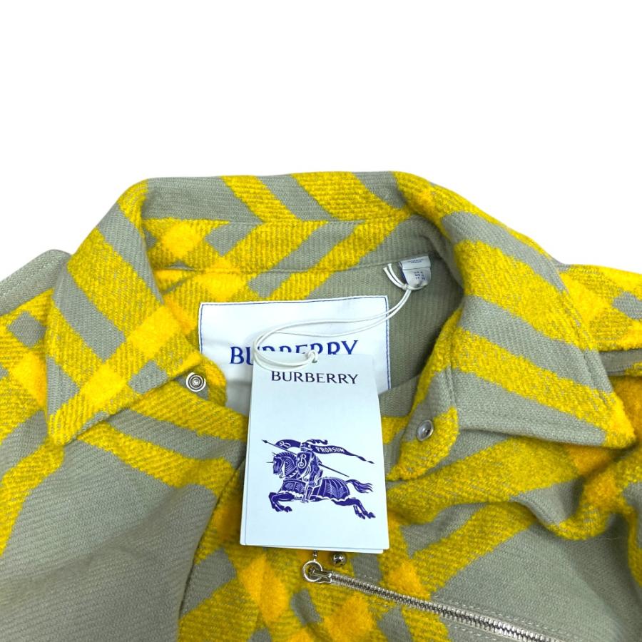 未使用 バーバリー ジャケット シャツ チェック ウール アルパカ イエロー グレー 8077274 BURBERRY [サイズIT36(S相当)]_4