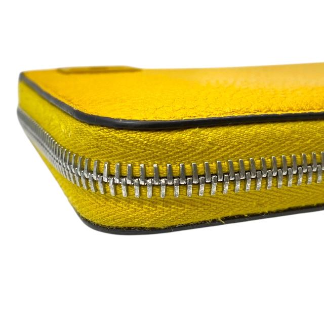 極美品✨現行モデル　FENDI ダイアゴナル　ラウンドジップ　長財布　イエロー LEON別注モデル！スモールクロコダイル×24金箔！ゴールドに
