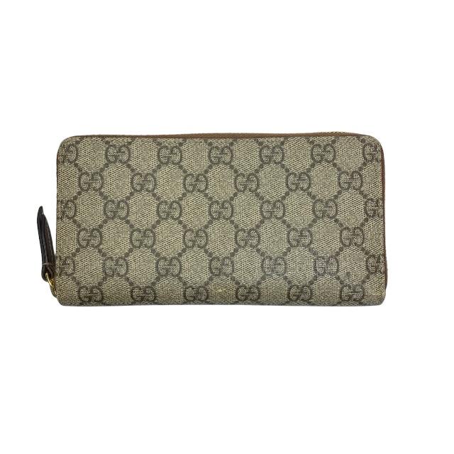 GUCCI グッチ 410102 長財布 財布 ロングウォレット ラウンドファスナー GG柄 総柄 キャンバス カーフスキンレザー ベージュ エボニー｜econext｜02