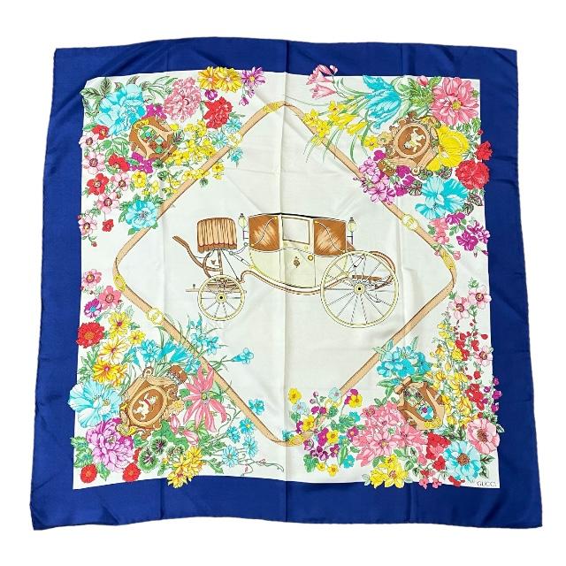 【正規品】GUCCI グッチ スカーフ ハンカチ ストール 花 フラワー シルク 極美品☆GUCCI グッチ スカーフ シルク フラワー 花柄 レッド系