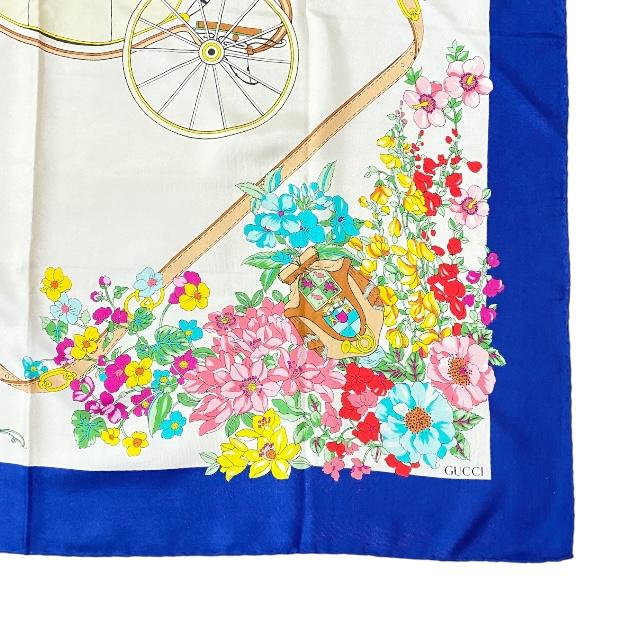 GUCCI グッチ スカーフ ショール 小物 大判 フラワー 花柄 馬車