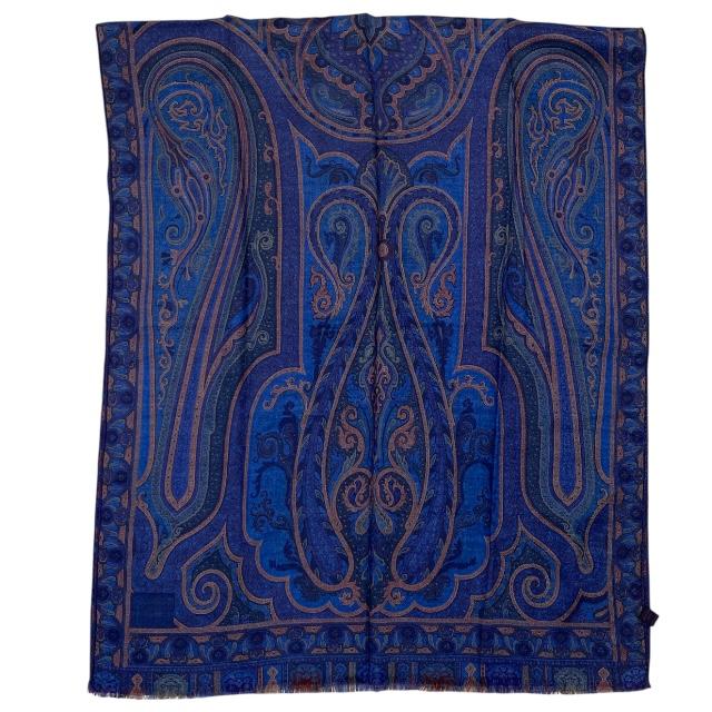 ETRO 大判 ストール スカーフ ショール ペイズリー柄 ウール シルク