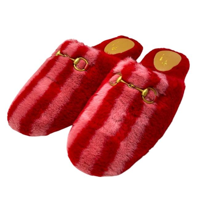 GUCCI 赤 フラットミュール GUCCI（グッチ） アディダス コラボ 722442 ホースビット ミュール