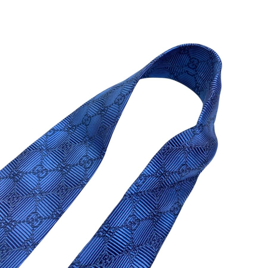 美品　箱付き タグ付き グッチGUCCI ネクタイ GG柄 ブルー系 GUCCI（グッチ） ネクタイ レギュラータイ シルク タイ ロゴ GG柄
