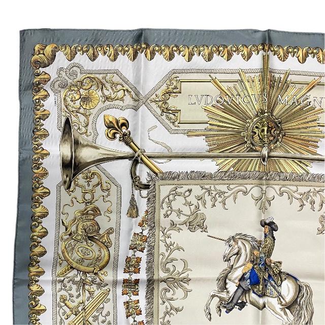 HERMES エルメス LVDOVICVS MAGNVS 白い馬に跨ったルイ14世 スカーフ