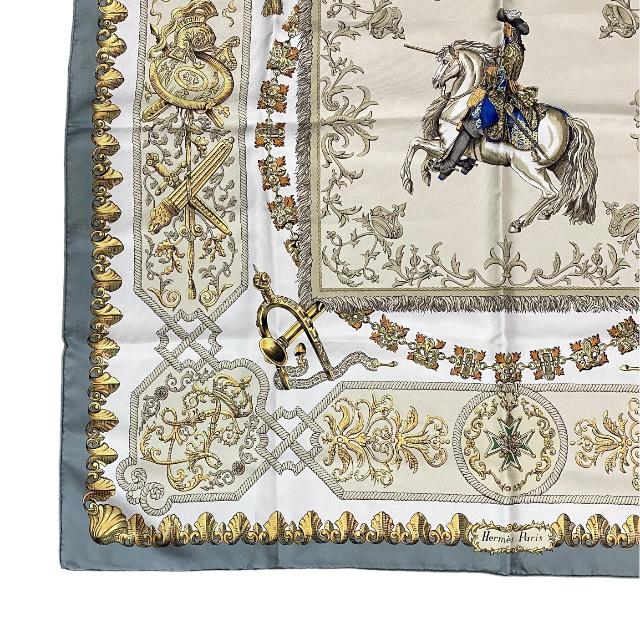 HERMES エルメス LVDOVICVS MAGNVS 白い馬に跨ったルイ14世 スカーフ
