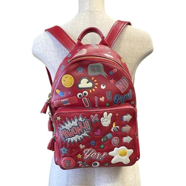 【激レア✨美品】アニヤハインドマーチ　リュック　アイズ　スマイリー　牛革　レッド ANYA HINDMARCH（アニヤ・ハインドマーチ） リュック リュックサック
