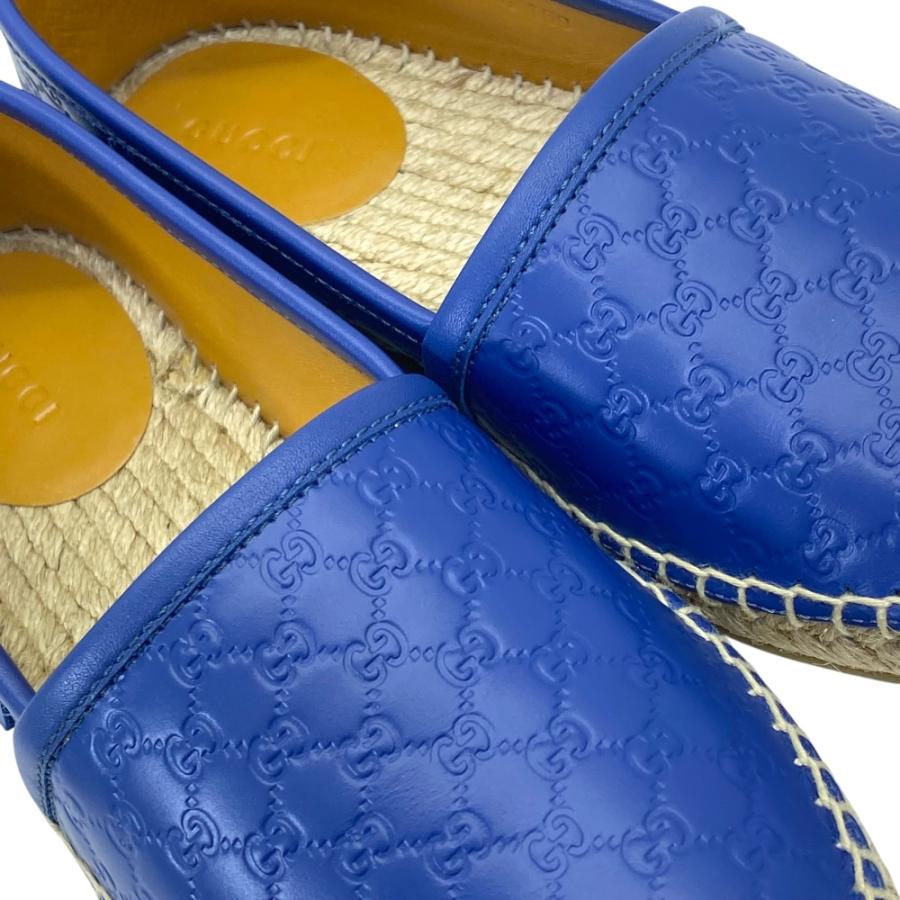 新品 グッチ エスパドリーユ スリッポン フラットシューズ GGエンボスレザー ブルー GUCCI [サイズ 34 1/2 (約21.5cm)] | GUCCI | 05