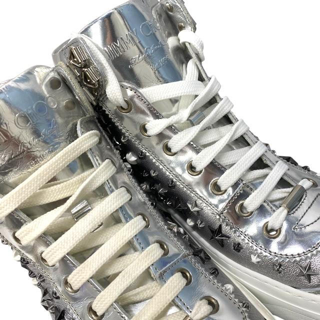 ジミーチュウ　スニーカー　ホワイト レザー ゴールドスター ハイカット Jimmy Choo VARLEY / ジミーチュウ スタースタッズ カーフ 牛革