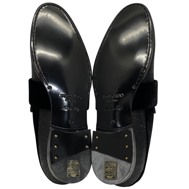 ジミーチュウ ローファー スリッポン グリッター シューズ ブラック