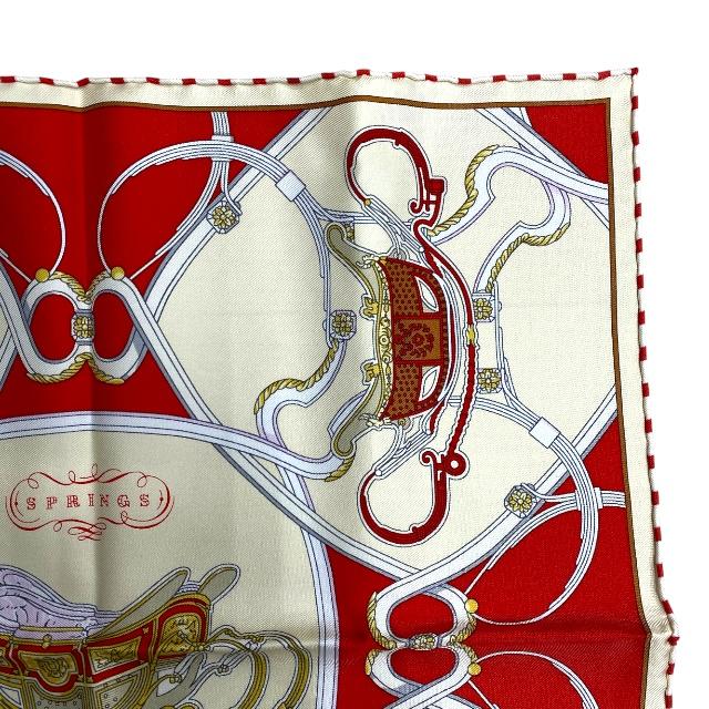 美品☆HERMES カレ45 ❤未使用品❤カレ45 H柄 オレンジFLEURS エルメス