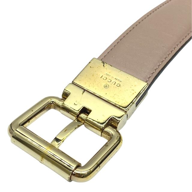 Gucci GG レザーベルト ゴールド GUCCI (グッチ) ダブルG ゴールドバックル リバーシブル ベルト