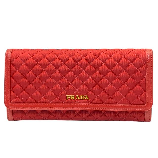 PRADA 二つ折り長財布 チェリーレッド - メルカリ