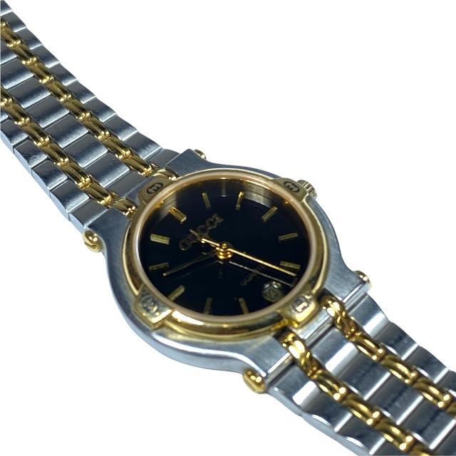 GUCCI アナログ時計 G-Gucci ゴールド/シルバー　9000L GUCCI グッチ 9000L 腕時計 ウォッチ クォーツ デイト 11Pダイヤ