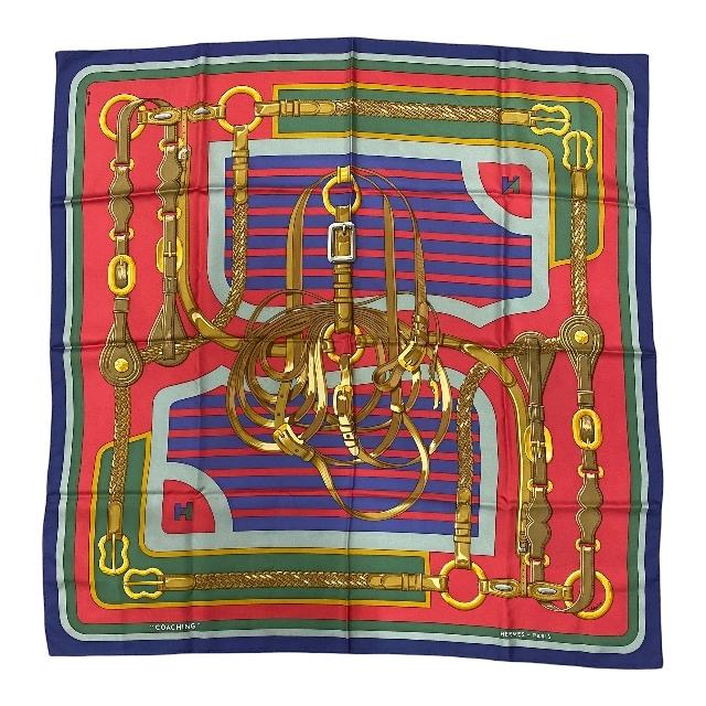 良品】HERMES エルメス スカーフ 大判 カレ90 シルク レッド マルチ 