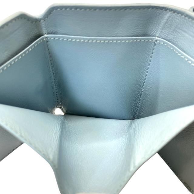 希少色 美品 バレンシアガ 三つ折り財布 コンパクト ロゴ レザー ブルー系 BALENCIAGA（バレンシアガ） 財布 三つ折り財布 折財布 コンパクト