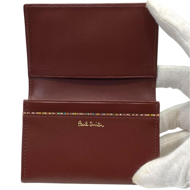 【美品】ポールスミス　カードケース　名刺入れ　ボルドー　レザー　ラビット Paul Smith ポールスミス カードケース パスケース 名刺入れ 二