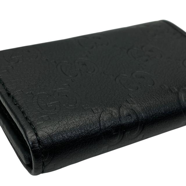 【美品】グッチ　キーケース6P レザー　シマ　ブラック GUCCI 最新作! グッチ 6連 キーケース グッチシマ ブラック