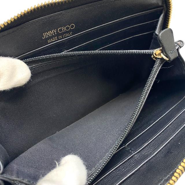 ✨美品・大人気✨ジミーチュウ 長財布 ラウンドファスナー スター型押し ブラック 美品 ジミーチュウ ド定番 スタースタッズ 長財布 ラウンド