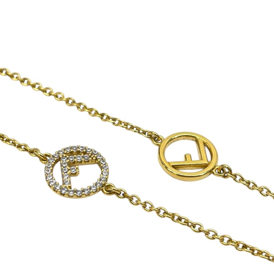 フェンディ エフイズフェンディ FF ロゴ ロング ネックレス チェーン ペンダント アクセサリー ゴールド GP ラインストーン 1A0619 FENDI_2