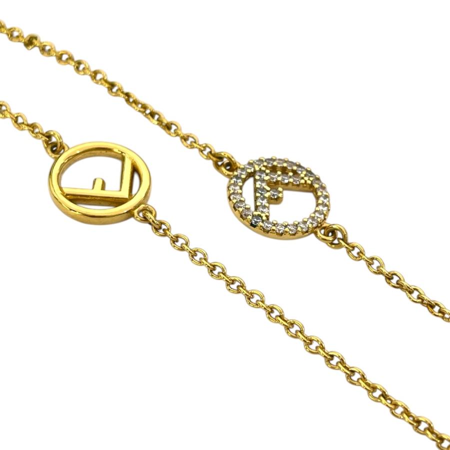 フェンディ エフイズフェンディ FF ロゴ ロング ネックレス チェーン ペンダント アクセサリー ゴールド GP ラインストーン 1A0619 FENDI_3