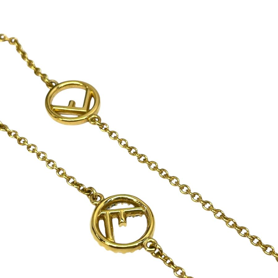 フェンディ エフイズフェンディ FF ロゴ ロング ネックレス チェーン ペンダント アクセサリー ゴールド GP ラインストーン 1A0619 FENDI_4